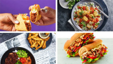 Images (clockwise from top-left): Taco Bell UK, M&S, Subway, Wagamama 